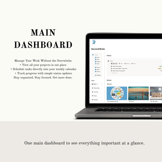 Notion Second Brain Template - Complete Life OS & Productivity System