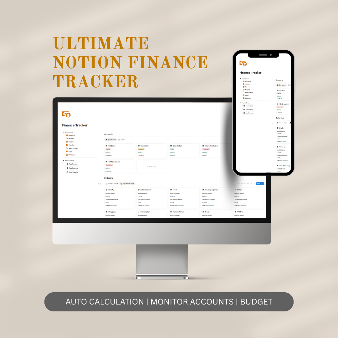 Notion Finance Tracker Template - Personal Money & Budget Management