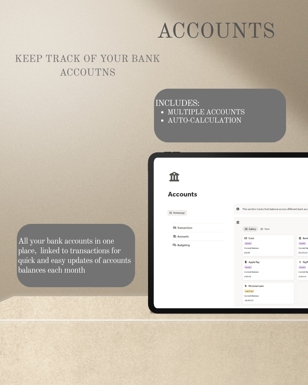 Notion Budget Tracker Template - Monthly Expense & Personal Finance Dashboard