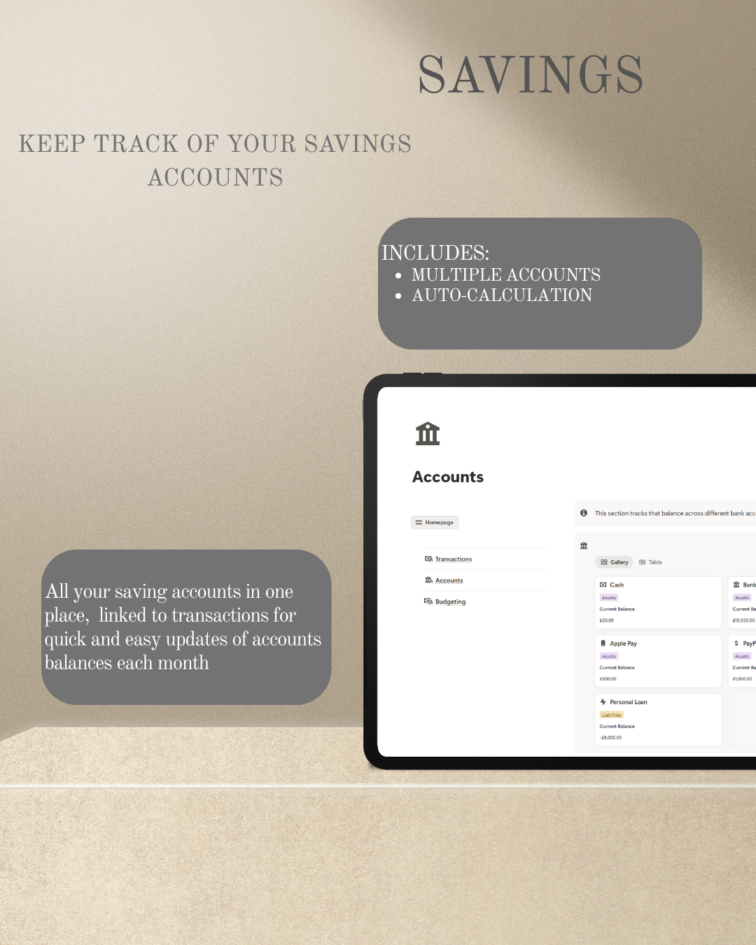 Notion Budget Tracker Template - Monthly Expense & Personal Finance Dashboard