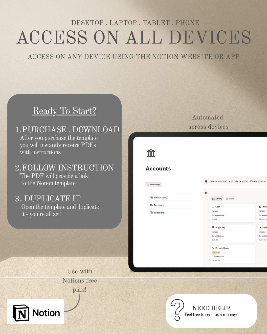 Notion Budget Tracker Template - Monthly Expense & Personal Finance Dashboard